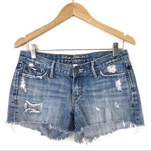 Abercrombie Distressed Cutoff Shorts Denim Raw Hem